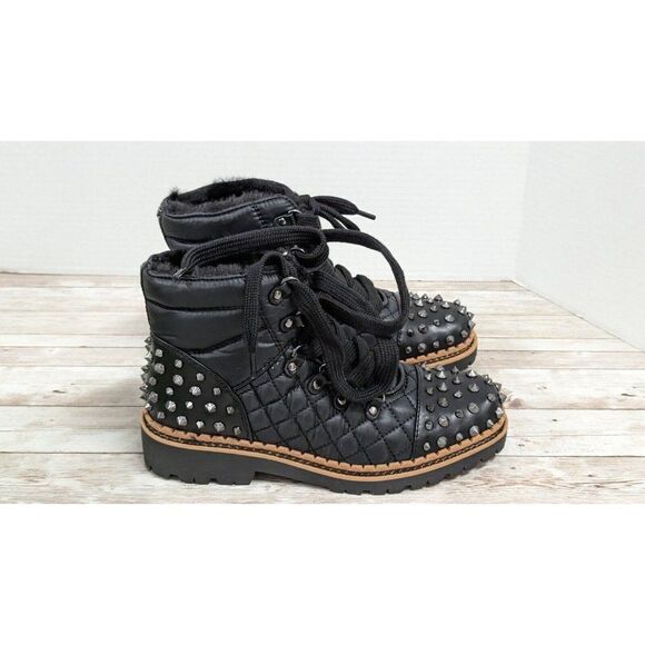 Sam Edelman Womens Size 6M Black Bren Round Toe Lace Up Ankle Combat Boot - Picture 1 of 10